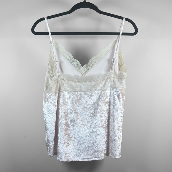 Elegant Lace Trim Velvet Cami Top - Picture 2 of 3
